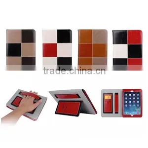 Accept Small Qty Factory Handheld Fashion Grid Leather Tablet Cover for Ipad Air 2 thumbnail-6