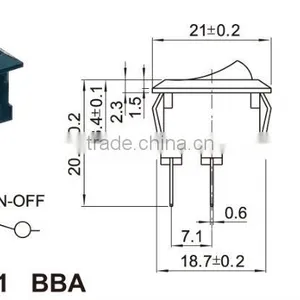 Waterproof Mini Rocker Switch,on-off 6pins Nylon Pa66 Material Rocker Switch thumbnail-2