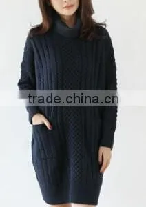 Long Pattern Warm Lady Sweater Dress thumbnail-1