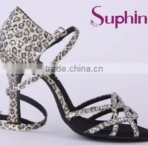 Suphini Leopard Latin Shoes, Satin Latin Dance Shoes thumbnail-1