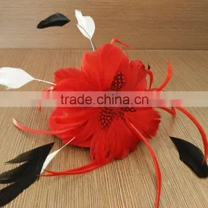2016 New Fashion Red Party Girl Hair Decor Feather Mini Top Hat With Clips thumbnail-1