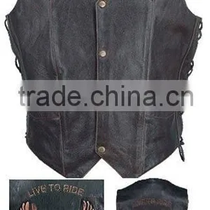 Motorbike Leather Fashion Vest thumbnail-1