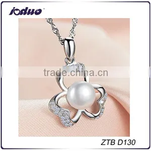 New Fashion Flowers Pendant 925 Sterling Silver Necklace thumbnail-1