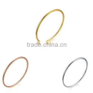 Fashion Simple 3mm Smooth Stainless Steel Bracelet thumbnail-2