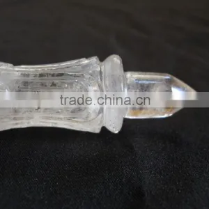 CRYSTAL QUARTZ CARVING HEALING STICK thumbnail-2
