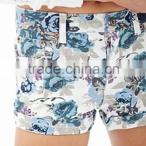 Latest Design Fashion Blue 100% Viscose Low Waist Mini Tight Skirt and Shorts Girls Floral Shorts thumbnail-2