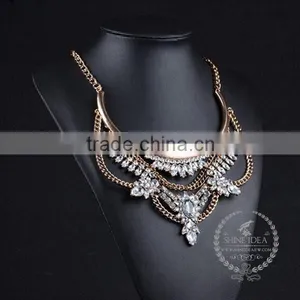 High Quality Vintage Rhinestone Chunky Statement Necklace Tin Alloy Fashion Women Pendant Necklace 6390126 thumbnail-3