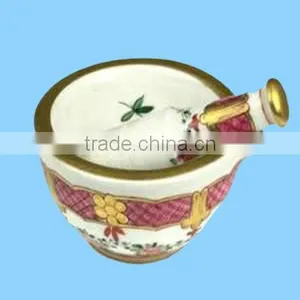 Ornate French Porcelain Mortar and Pestle thumbnail-1