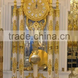 Antique 24K Gold Plated Floor Clock,Grandfather Clock, Elegant Design Floor Standing Clock, Made of Copper&Marble thumbnail-6