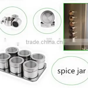 Six Pieces Magnetic Stainless Steel Spice Jar Set With Rack thumbnail-2
