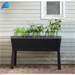 Outdoor Rattan Wicker Patio Garden Flower Plant Planter Raised Elevated Garden Bed thumbnail-2
