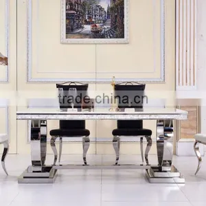 Modern Dining Table White Marble Table Rectangle Table thumbnail-2