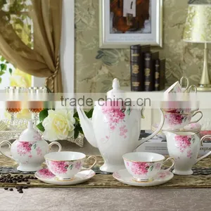 Drinkware Wholesale Wedding Return Gift Grace Tea Ware 17 Pcs Ceramic Tea Set, Tea Pot Set, Bone China Tea Set thumbnail-1