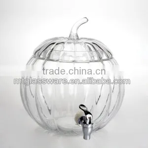 the Glass Pumpkin Shaped Beverage Dispenser With Metal Stand thumbnail-2