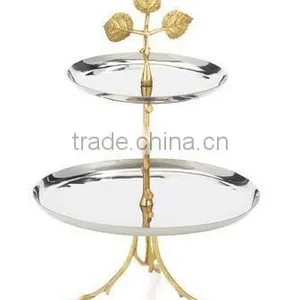 Silver & Gold Plate Metal Fancy Wedding Cake Stand thumbnail-1