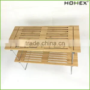 Bamboo Accessories Rack /kitchen Stackable Storage Shelf Homex-BSCI thumbnail-1