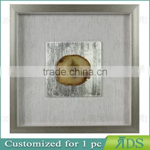 2017 White Wooden Frame Shadow Box Wall Art With Blue Agate Stone thumbnail-1