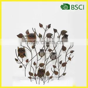 64811 New Products Cheap Popular Metal Owl Wall Decoration thumbnail-1