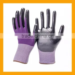 ZMSAFETY 18Gauge High Elastic Nylon Nitrile Gloves Half Dipped Black Nitrile Gloves Thin Nitrile Work Gloves thumbnail-1