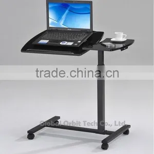 Black Laptop Cart, Computer Stand With Adjustable Table Top and Casters thumbnail-1