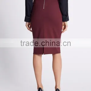 High Quality Wholesale Custom Manufacturer Women Fashion Ruffle Midi Fitted Red High-waisted Pencil Skirt thumbnail-3