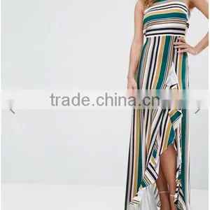 Women Clothing/ Striped Strappy Bow Back Maxi Dress thumbnail-4
