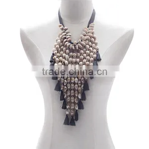 2016 Europe and the United States the New Multilayer Shell Long Tassels Woven Necklace to Sweater Chain Jewelry thumbnail-3