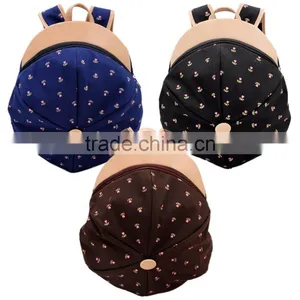 Fashion Lovely Women Cap Pattern Canvas Bag Backpack Rucksack 18112 thumbnail-1