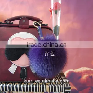 Wholesale for Handbag Material Fox Fur Pom Poms Keychain Fox Fur Plush Fur Balls Bag Charms thumbnail-4