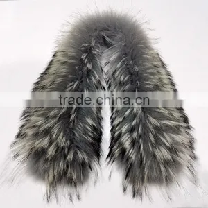 Myfur Brown Color Genuine Raccoon Fur Long Hooded For Lady Coat Wholesale Fur Collar thumbnail-2
