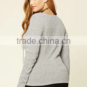 Simply Plain Long Sleeve Plus Size High Quality Pullover Sweaters for Fat Ladies thumbnail-3