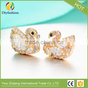 New Fashion 925 Silver Needle Cartoon Animal Swan Small Cubic Zricon Stud Earrings thumbnail-2