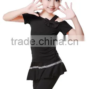 Child Kids Latin Salsa Dance Suit Short Sleeve Dance Costumes For Girls thumbnail-3