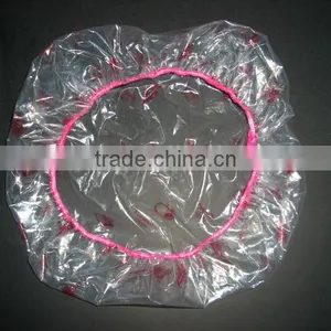 Disposable Girls Bathing Plastic Shower Cap With Printing thumbnail-1