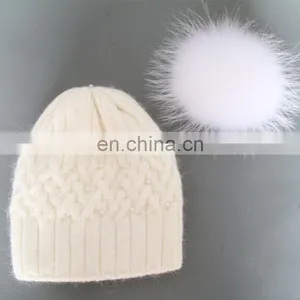 White Solid Color Ladies Girls Winter Hats Wool Blen Beanies thumbnail-6