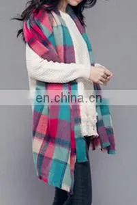 Grid Woolen Fashion Shawls Cross Printed Tartan Western Styles Women Fashion Winter Scarf Scarves thumbnail-3