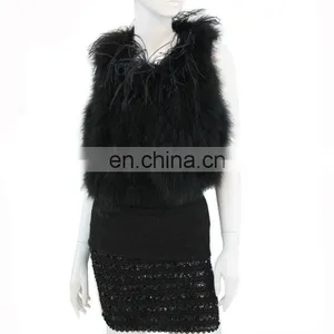 Genuine Turkey Feather With Ostrich Feather Women's Vest thumbnail-1