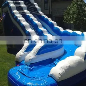 Inflatable Blue Curve Water Slide, Curve Action Dual Lane Inflatable Water Slide thumbnail-1