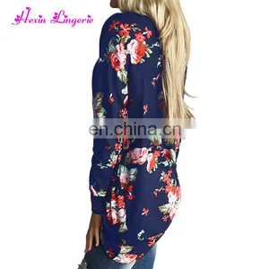 Hot Selling Boho Irregular Long Sleeve Wrap Floral Cardigan 2017 Women thumbnail-5
