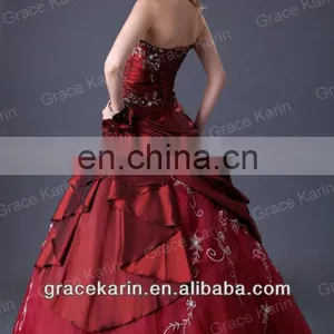 Grace Karin Long Floor Length Red Prom Wedding Evening Dress Bridal Gown CL2516 thumbnail-3