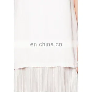 Fashion Ladies Clothes Latest Design Pleat Hem Sleeveless White Women Dress thumbnail-6