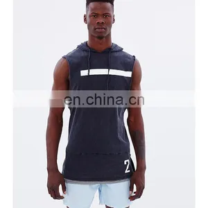 Dropped Armhole Sleeveless Longline Compression Burnout Dri Fit Fitness Cotton Bodybuilding Sublimation Mens Tank Top thumbnail-2