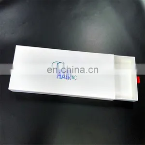 Shiny ! ! ! !Customized Hair Extension Packagings Sliding Drawer Box With Shiny Blue Foil Logo thumbnail-1