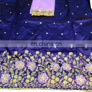 Nigerian African Dubai Indian Taffeta Sequins Work George Wrappers With Blouse thumbnail-1