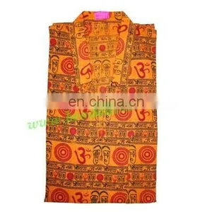 Half Sleeve Short Yoga Kurta in Cotton, Size : Chest 110 x Height 69 x Sleeve 25 Centimeters. thumbnail-3