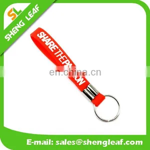 Hot Sale Silicone Rubber Bracelet Key Ring , 100% Silicone Wristband Key Chain , Screen Printing Silicone Keychain thumbnail-1