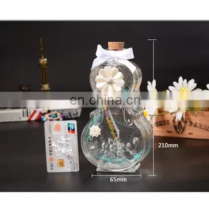 Glass Wishing Bottle Cork With Flower Bow Knot Creative Violin Shaped Wishing Bottle thumbnail-3