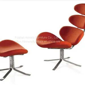 Modern Living Room Leather Soft Lounge Chairs With Ottoman thumbnail-1