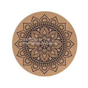 Custom Laser Engraved Rubber Yoga Mat Made of Cork thumbnail-1