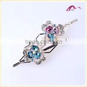 New Arrival Charming Designs Wedding Ornaments Metal Colorful Glass Heart Flower Hair Grips Crystal Dotted Hair Clips For Gifts thumbnail-1